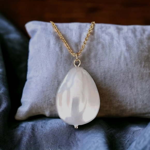 NWT Hand Crafted 14k Gold Filled Freshwater Pearl Pendant Necklace - Picture 2 of 14